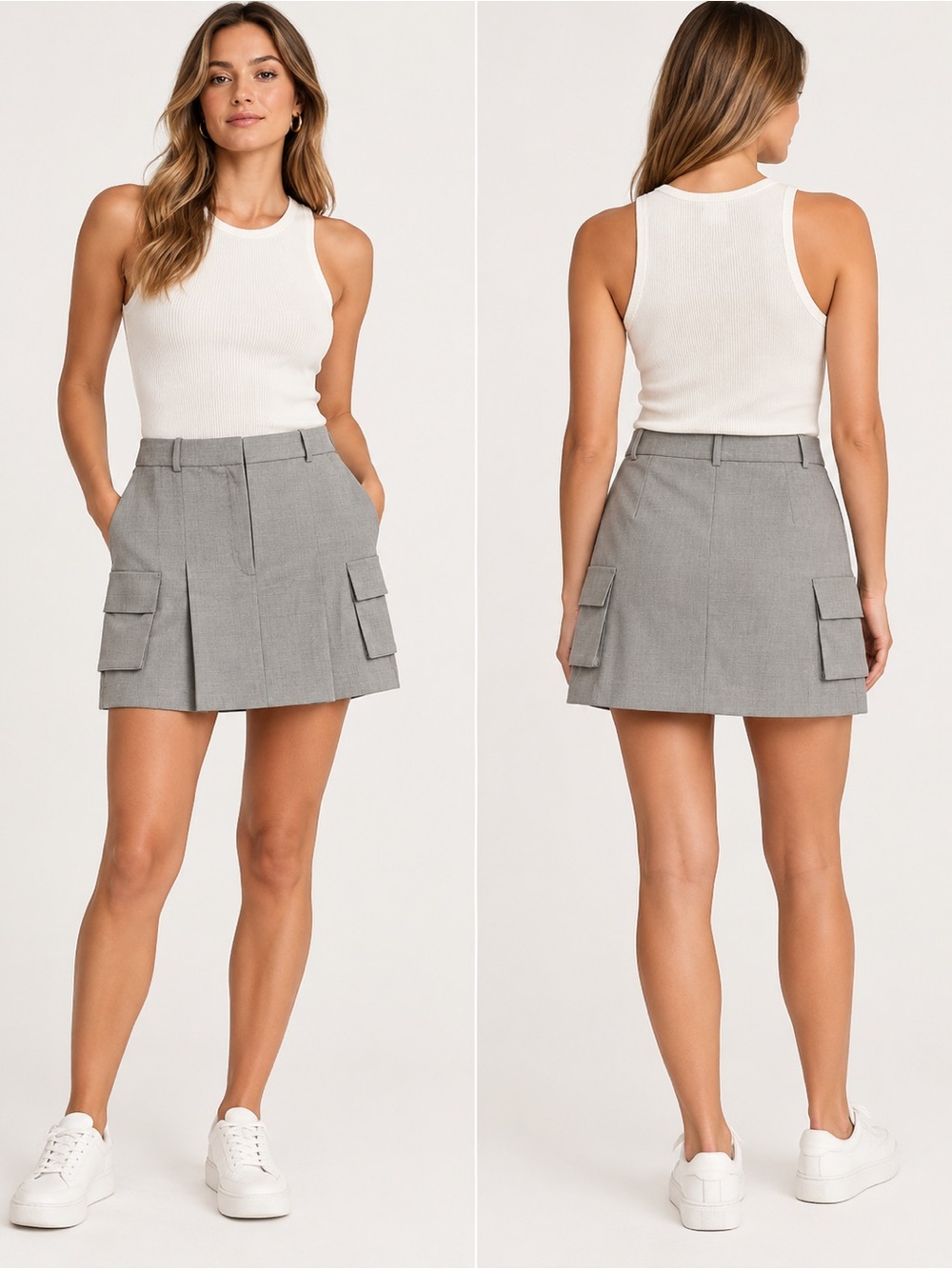 Babaton Aritzia Gray Cargo Mini Skirt